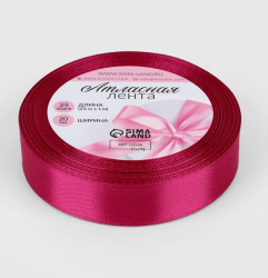 Изображение Лента атласная, 20 мм × 23 ± 1 м, цвет малиновый №72